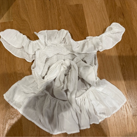 White Ruffled Smocked Top - Picture 2 of 2